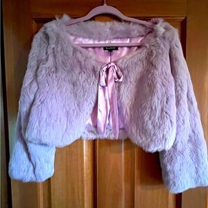Bebe Size M Cropped Jacket - Lavender Rabbit Fur!